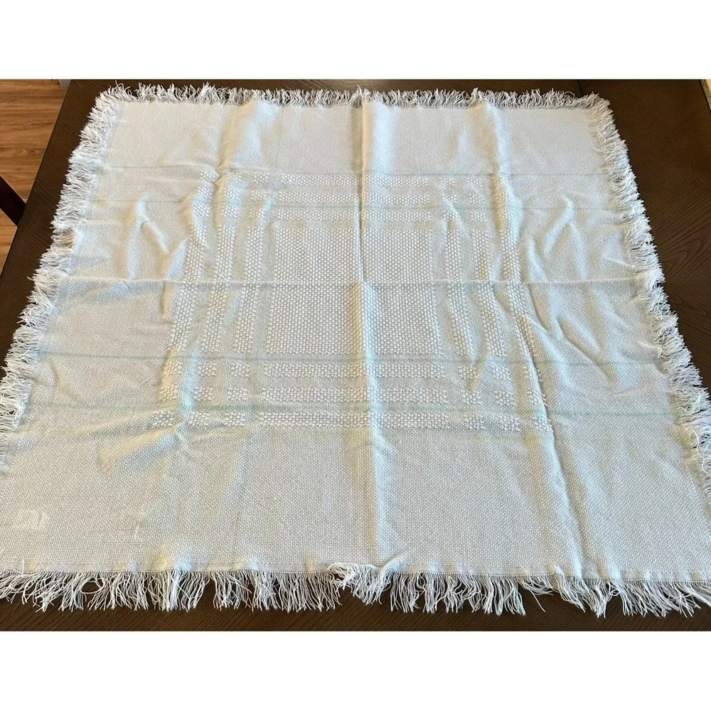 Vintage Cradlecraft Baby Crib Blanket Yellow Blue White Fringe Soft BeBe 40